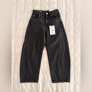Zara - Size 8-9 - Dark Denim Barrel Jeans